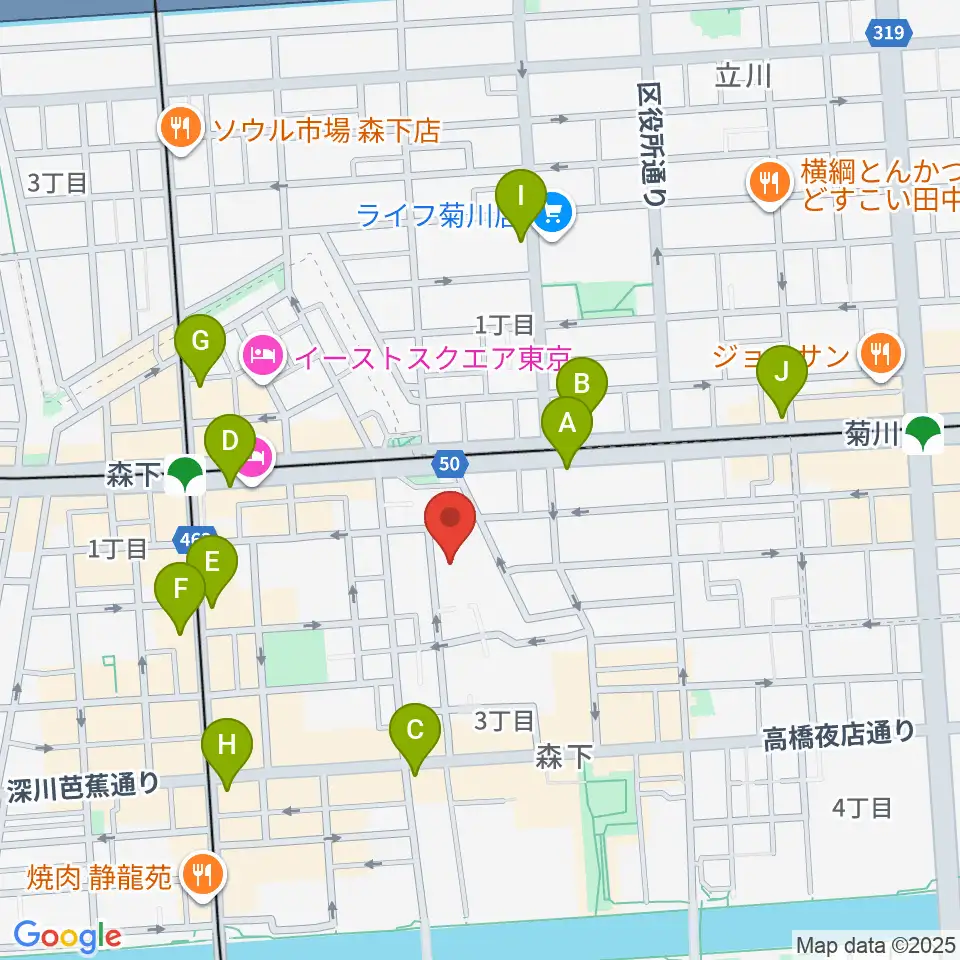 セゾン文化財団 森下スタジオ周辺のコンビニエンスストア一覧地図