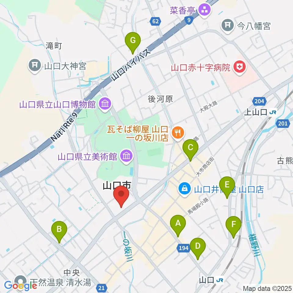 山口市民会館周辺のコンビニエンスストア一覧地図