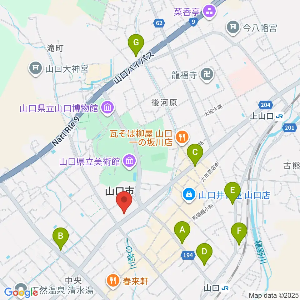 山口市民会館周辺のコンビニエンスストア一覧地図