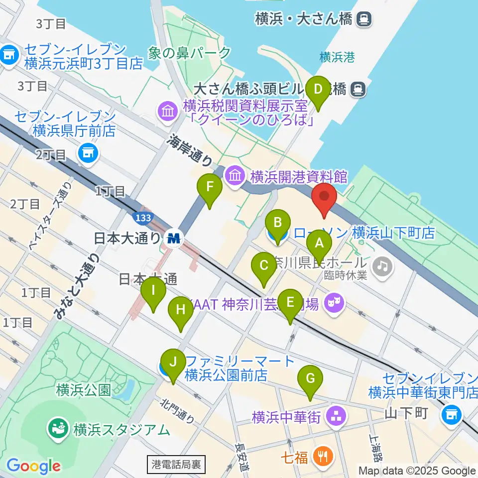 横浜産貿ホール マリネリア周辺のコンビニエンスストア一覧地図
