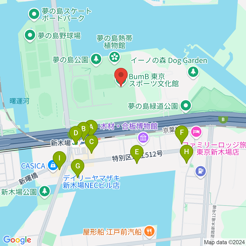 東京スポーツ文化館 ミュージックスタジオ周辺のコンビニエンスストア一覧地図