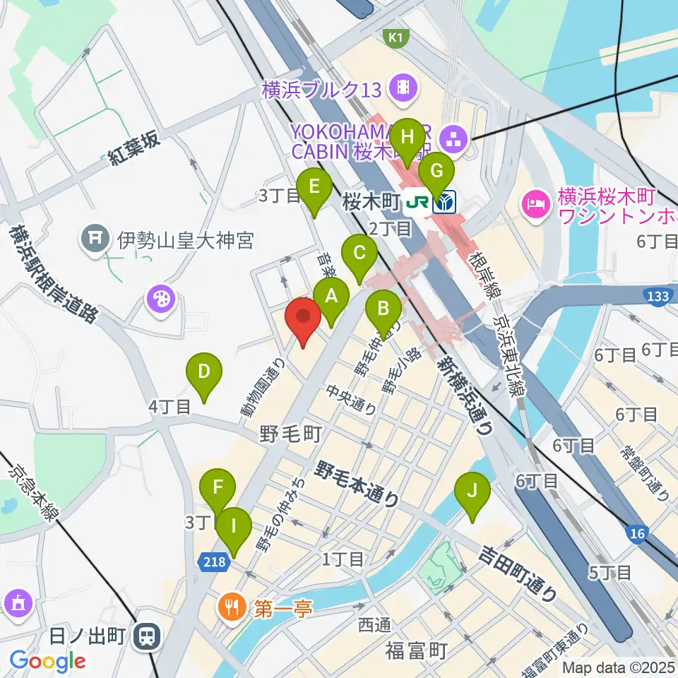 横浜にぎわい座周辺のコンビニエンスストア一覧地図