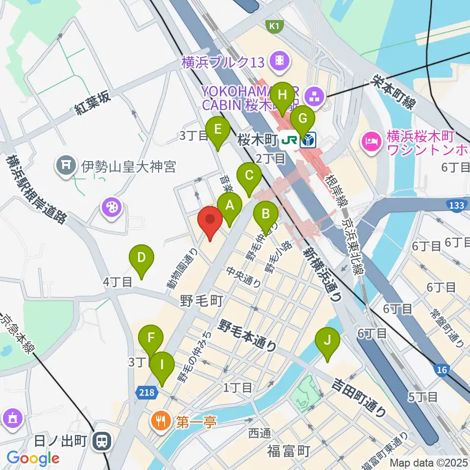 横浜にぎわい座周辺のコンビニエンスストア一覧地図