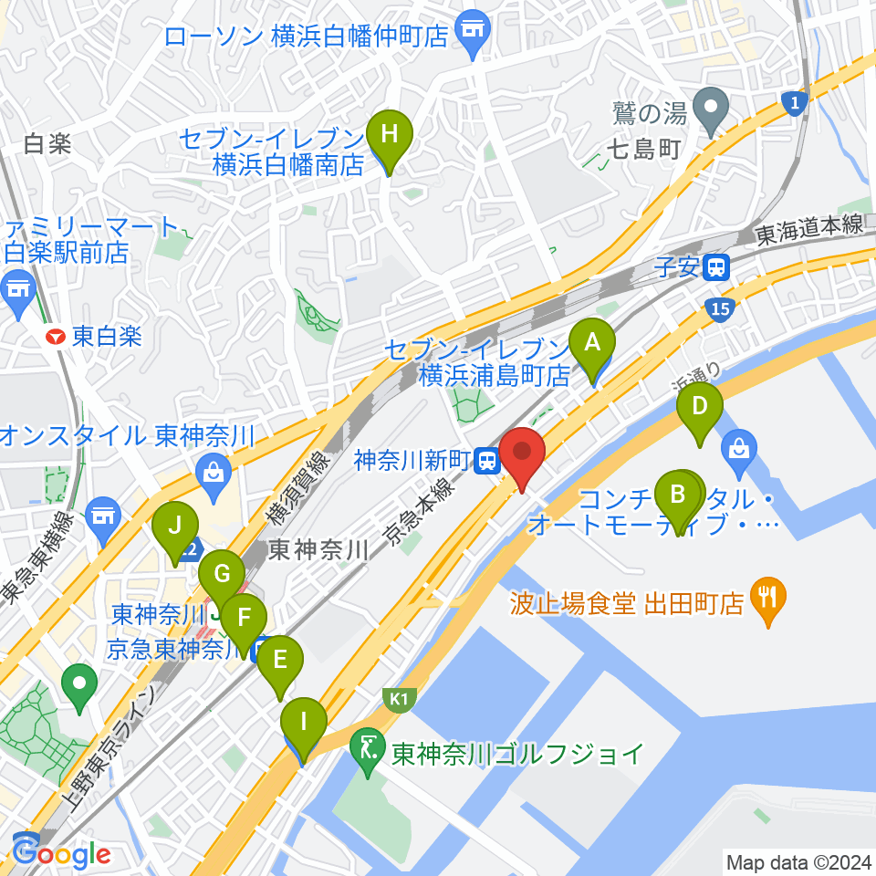 横浜ベイサイドスタジオ周辺のコンビニエンスストア一覧地図