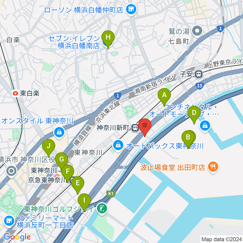 横浜ベイサイドスタジオ周辺のコンビニエンスストア一覧地図