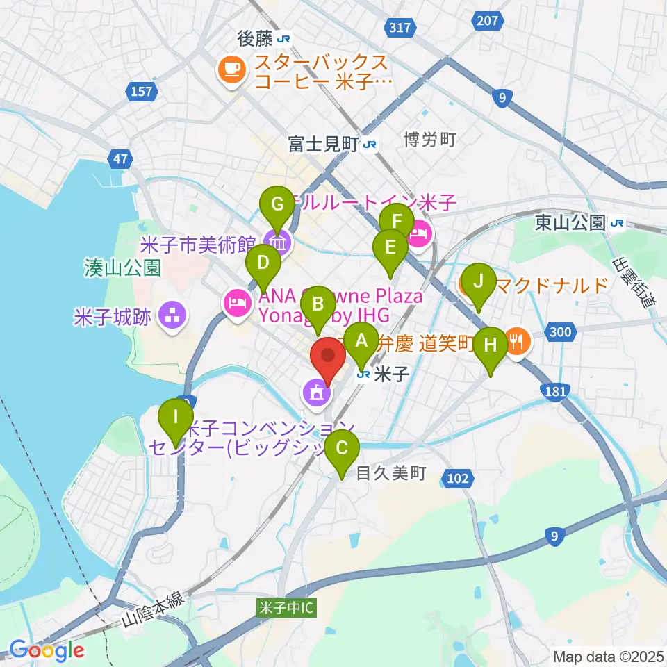 米子市文化ホール 練習室周辺のコンビニエンスストア一覧地図