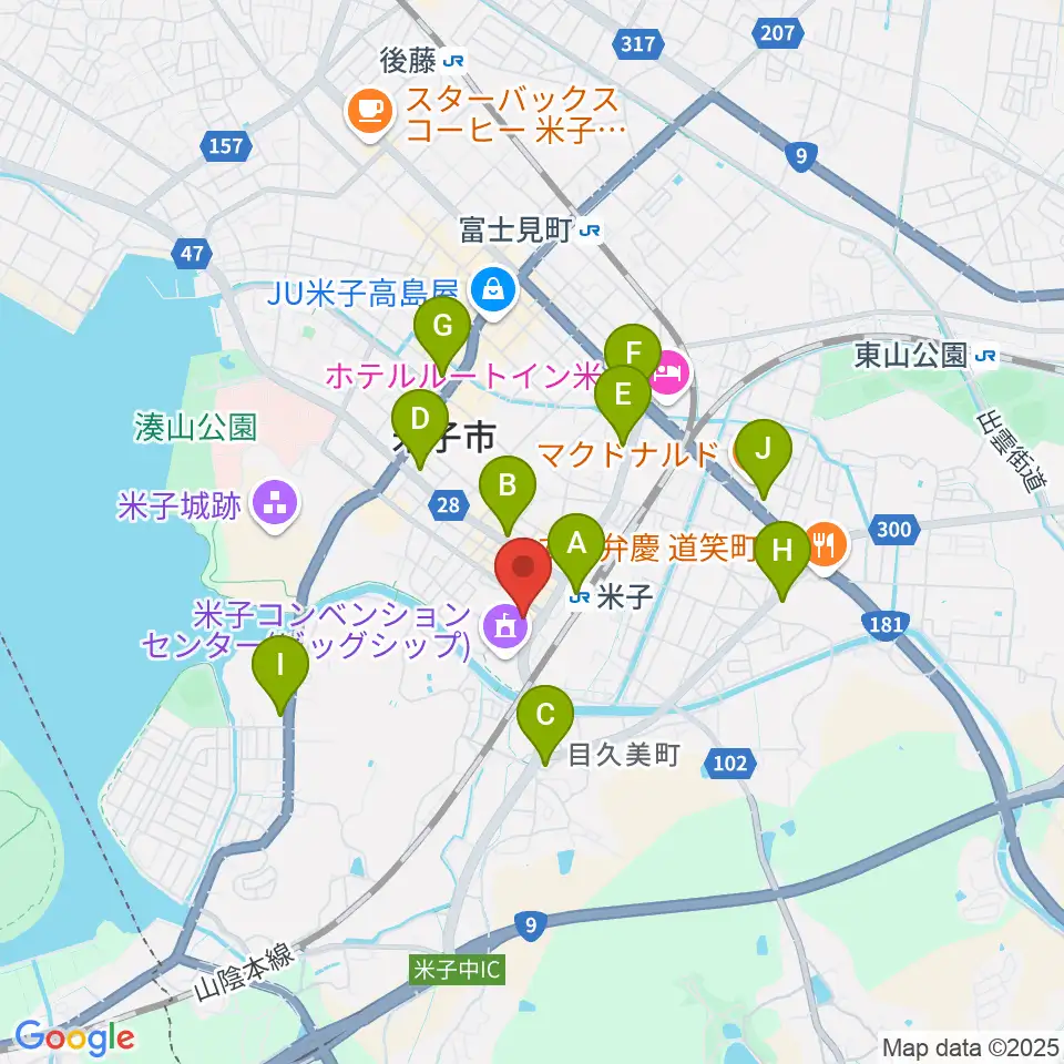 米子市文化ホール 練習室周辺のコンビニエンスストア一覧地図