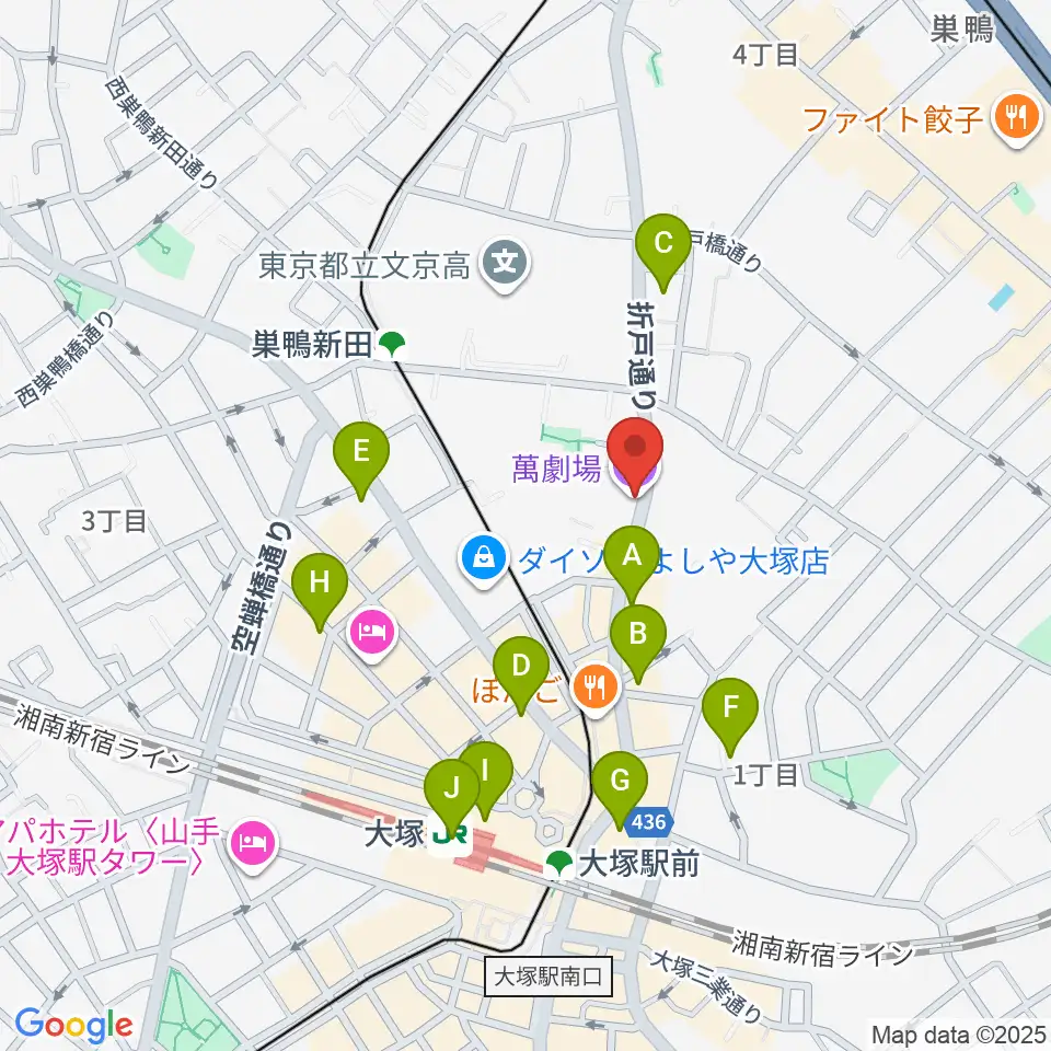 萬劇場周辺のコンビニエンスストア一覧地図
