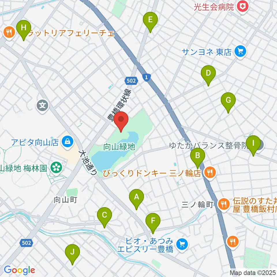 豊橋市民文化会館周辺のコンビニエンスストア一覧地図