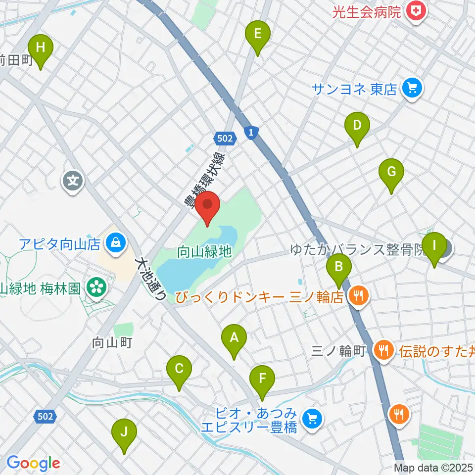 豊橋市民文化会館周辺のコンビニエンスストア一覧地図
