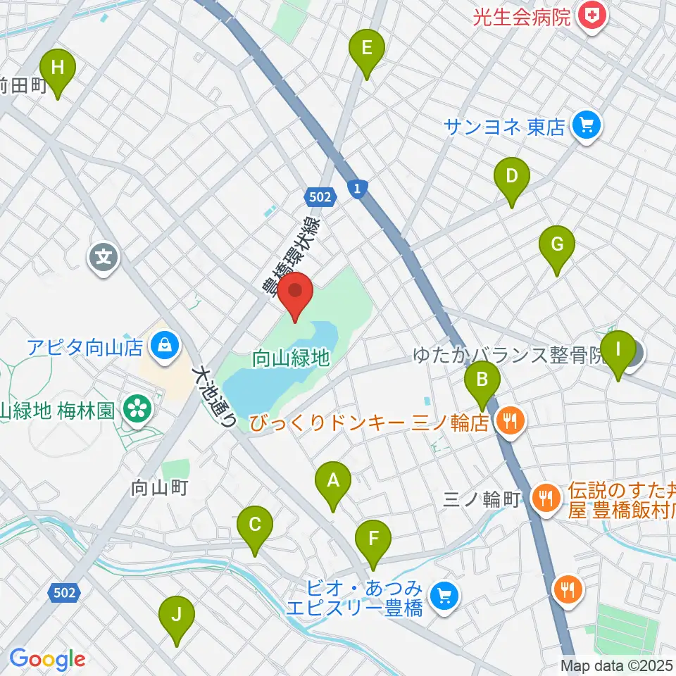 豊橋市民文化会館周辺のコンビニエンスストア一覧地図