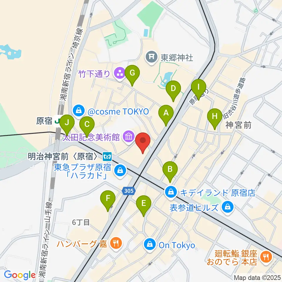 ラフォーレミュージアム原宿周辺のコンビニエンスストア一覧地図