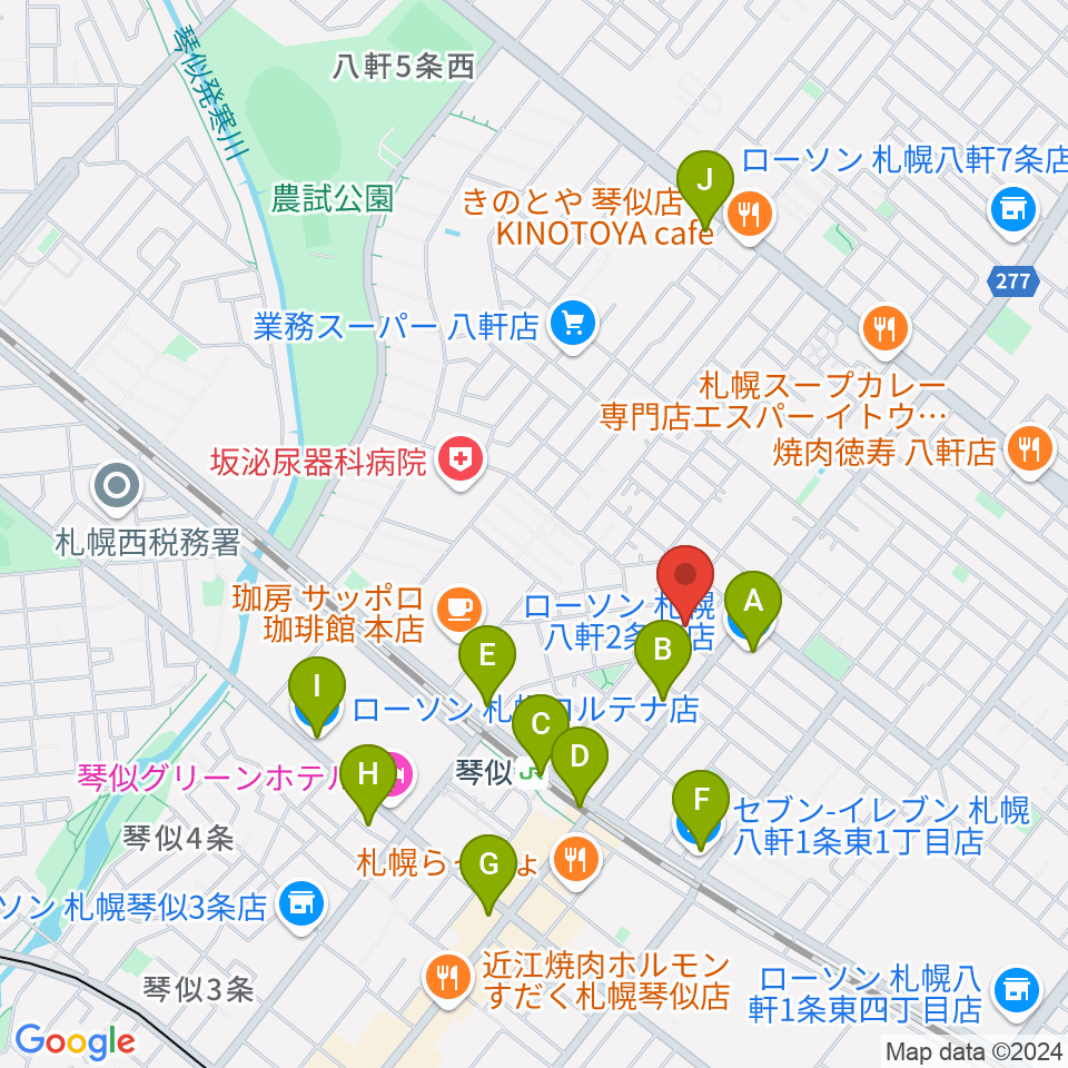 レッドベリースタジオ周辺のコンビニエンスストア一覧地図