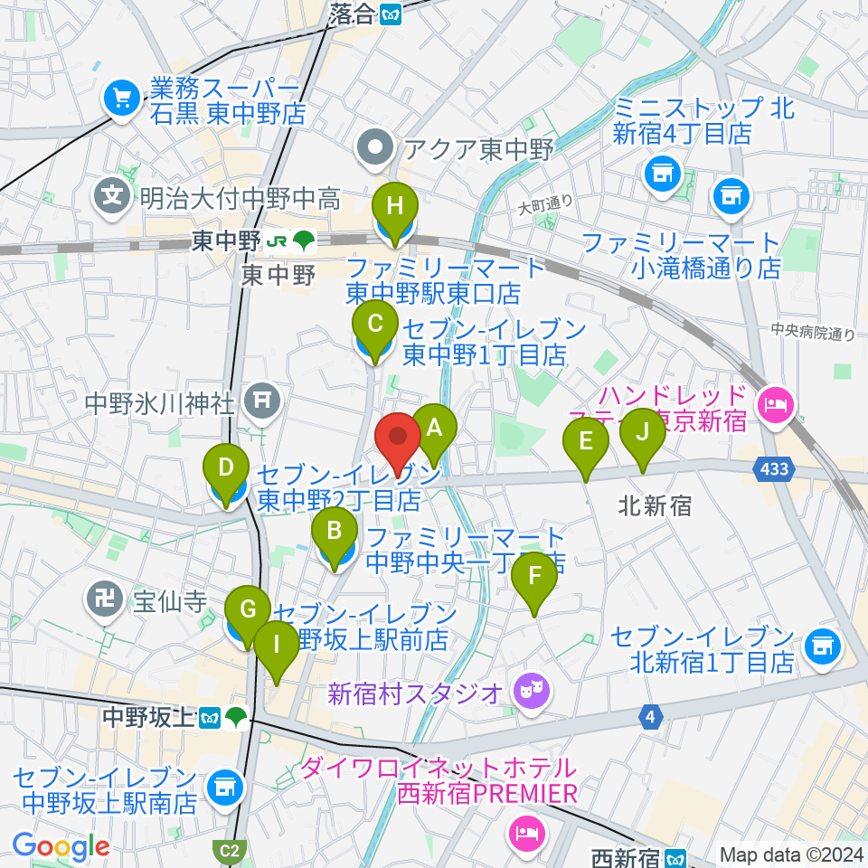 レパートリーシアターKAZE周辺のコンビニエンスストア一覧地図