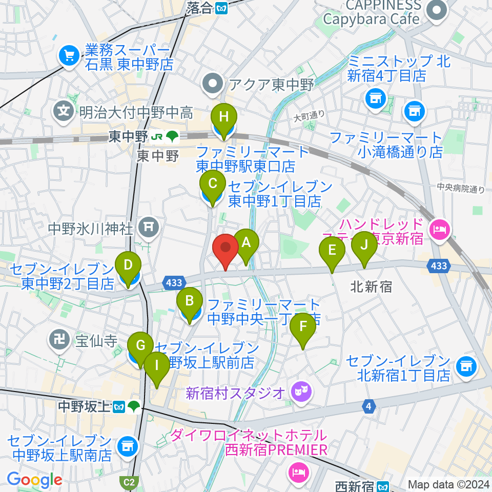 レパートリーシアターKAZE周辺のコンビニエンスストア一覧地図