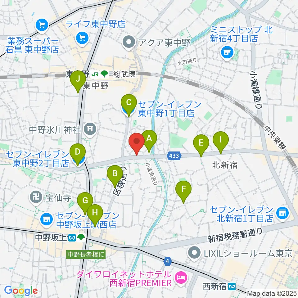 レパートリーシアターKAZE周辺のコンビニエンスストア一覧地図
