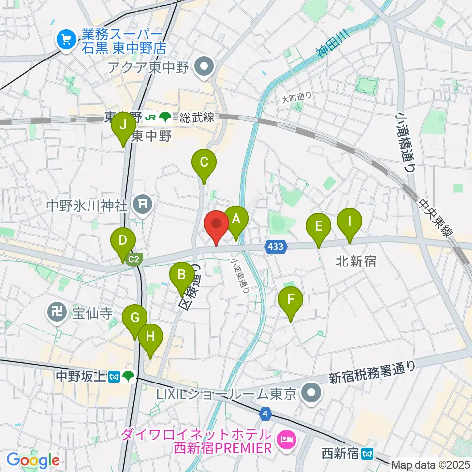 レパートリーシアターKAZE周辺のコンビニエンスストア一覧地図