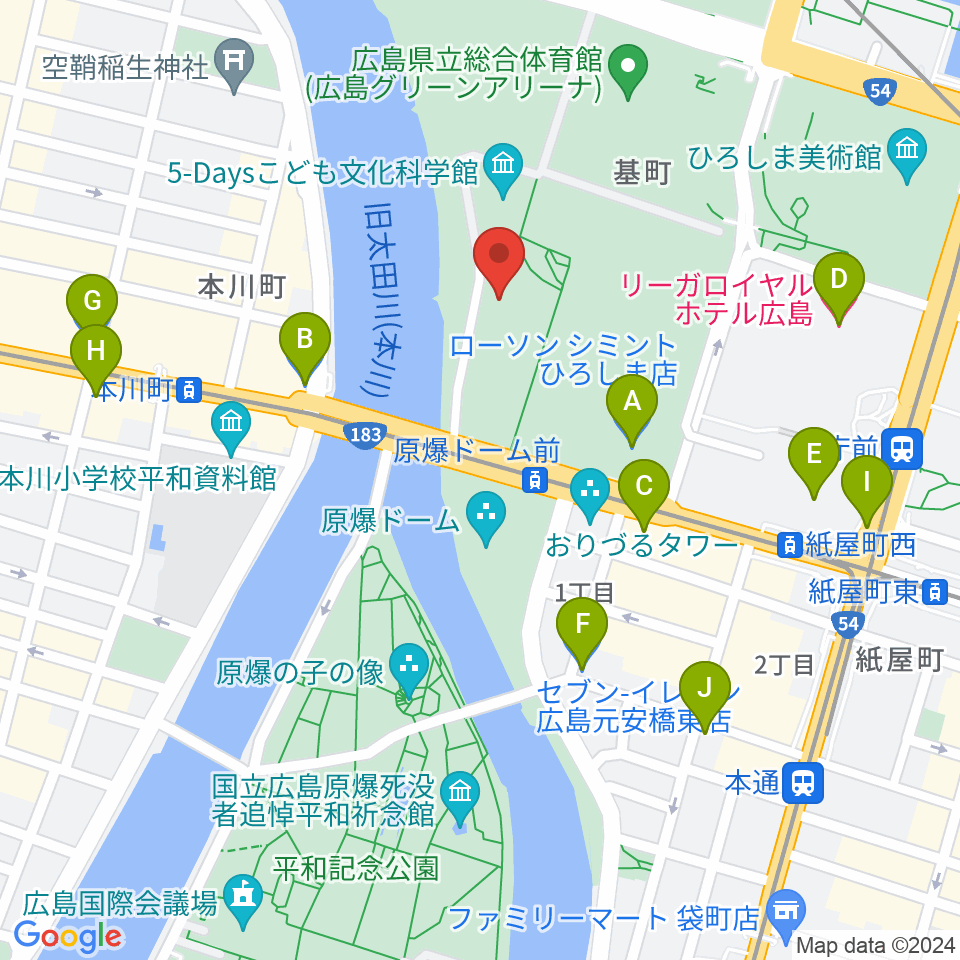 広島市青少年センター周辺のコンビニエンスストア一覧地図