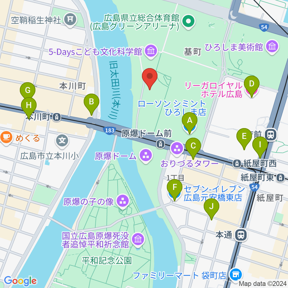 広島市青少年センター周辺のコンビニエンスストア一覧地図