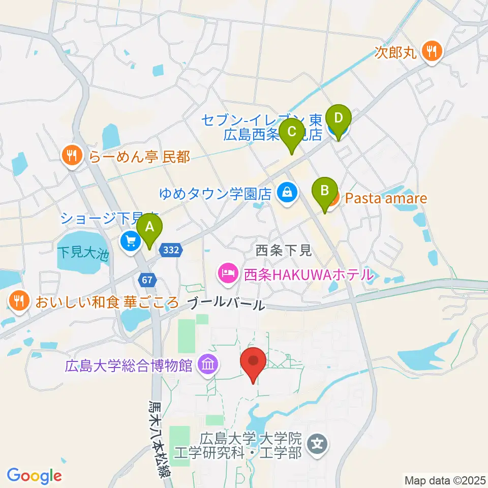 広島大学サタケメモリアルホール周辺のコンビニエンスストア一覧地図