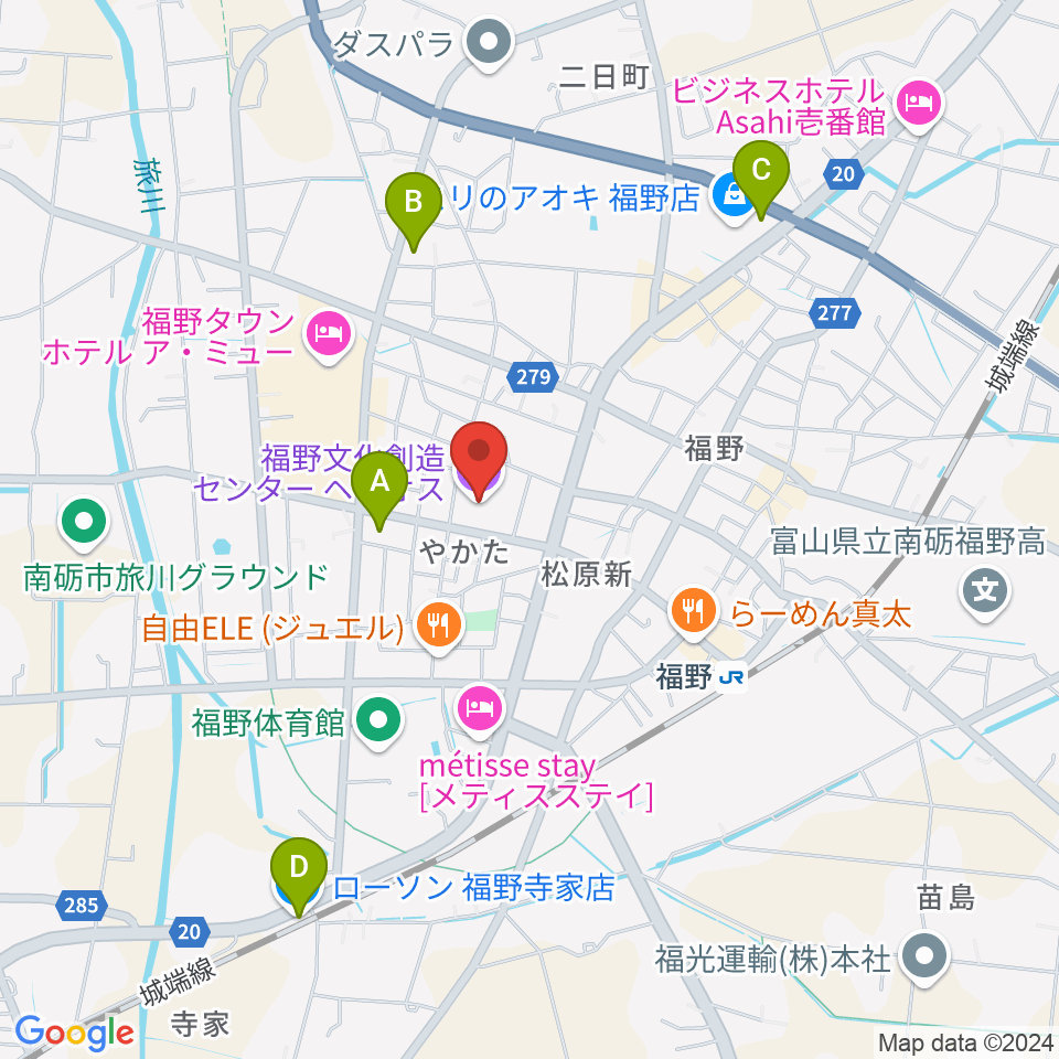 福野文化創造センター ヘリオス周辺のコンビニエンスストア一覧地図