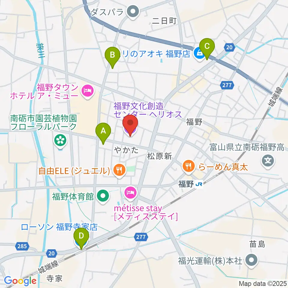 福野文化創造センター ヘリオス周辺のコンビニエンスストア一覧地図