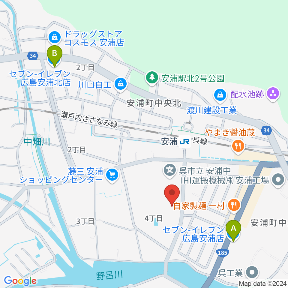 安浦まちづくりセンター周辺のコンビニエンスストア一覧地図