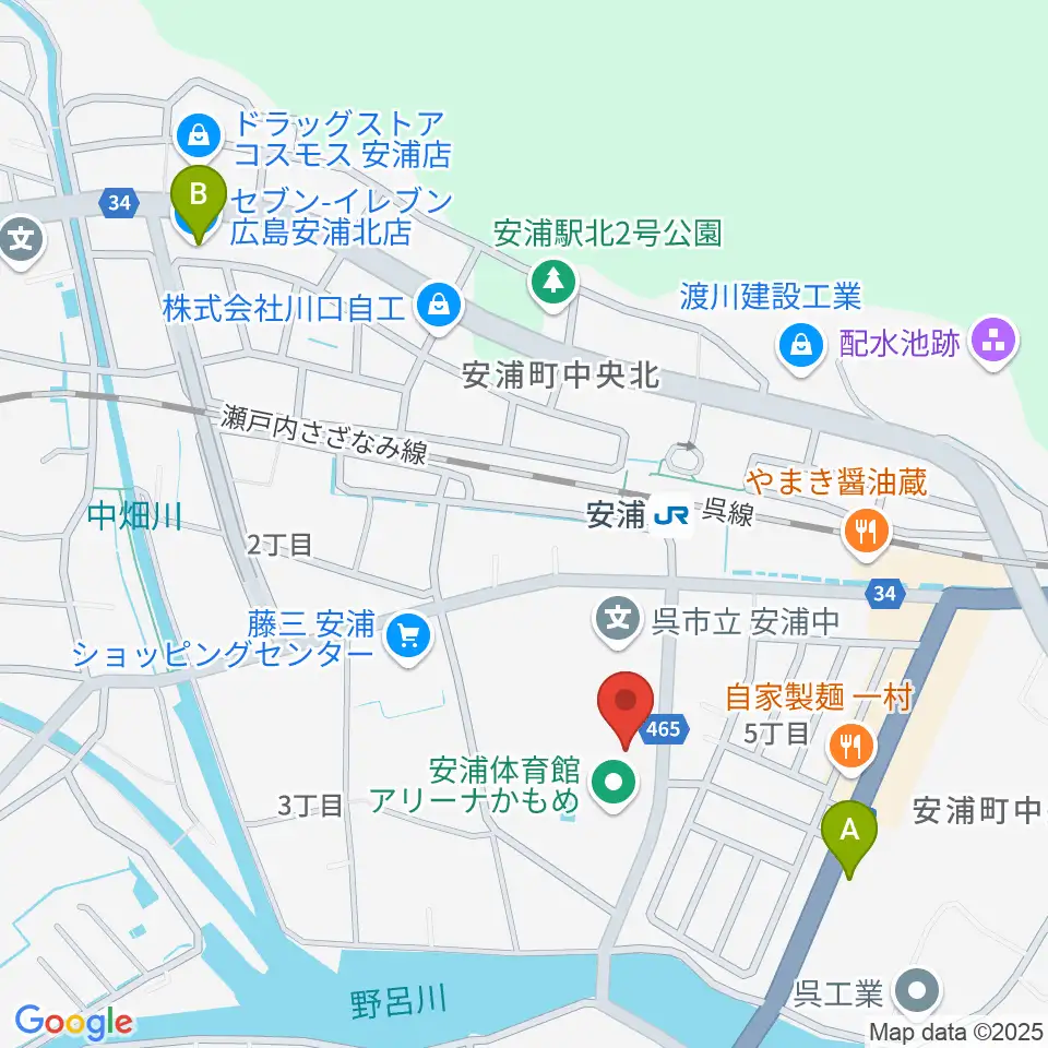 安浦まちづくりセンター周辺のコンビニエンスストア一覧地図