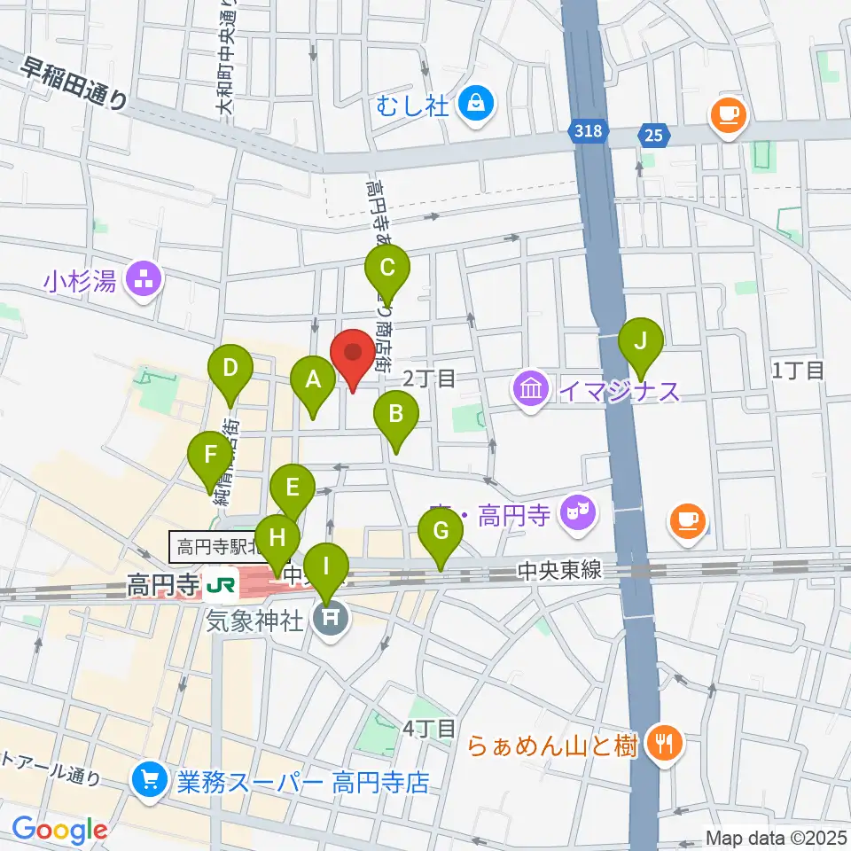 高円寺スタジオ・コヤーマ周辺のコンビニエンスストア一覧地図