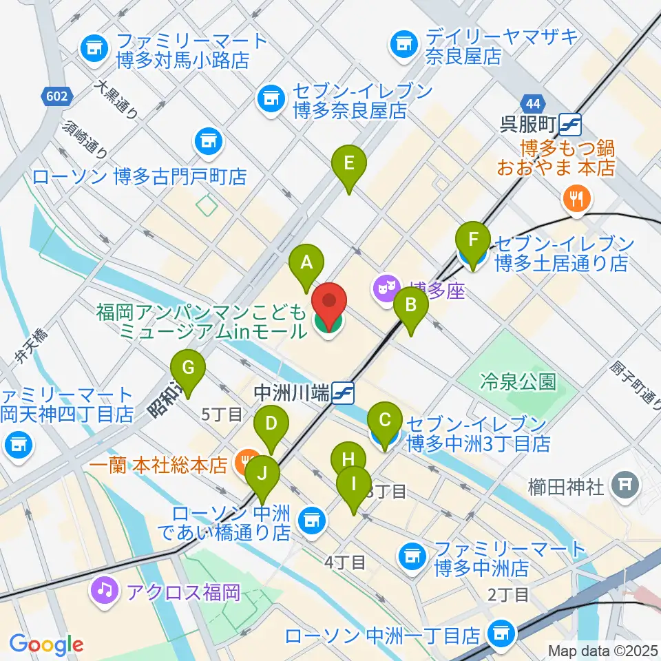 福岡アジア美術館周辺のコンビニエンスストア一覧地図