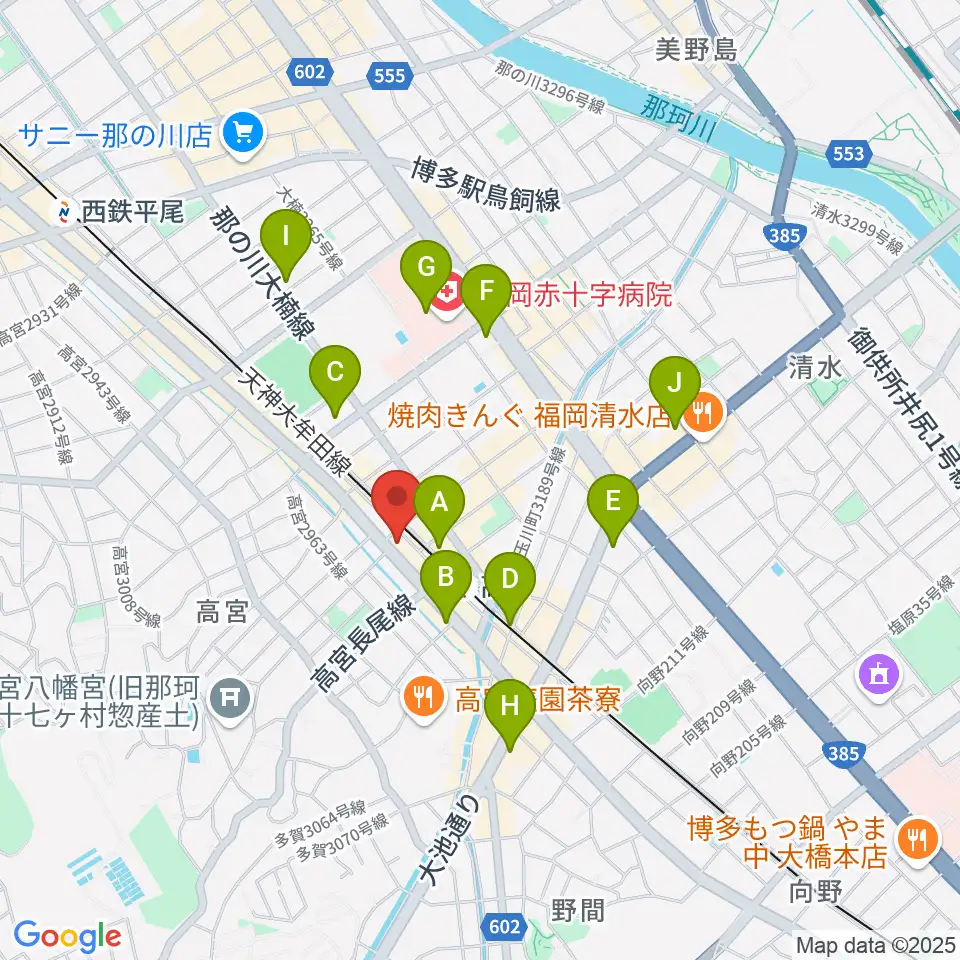 福岡市男女共同参画推進センター・アミカス周辺のコンビニエンスストア一覧地図