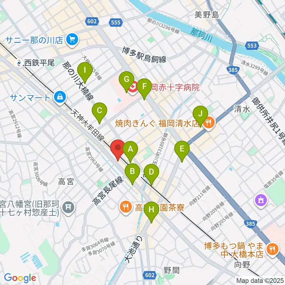 福岡市男女共同参画推進センター・アミカス周辺のコンビニエンスストア一覧地図