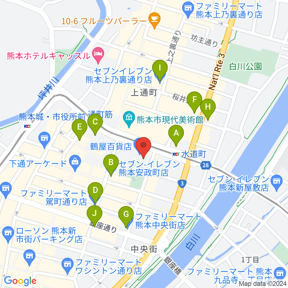 NHK文化センター 熊本教室周辺のコンビニエンスストア一覧地図