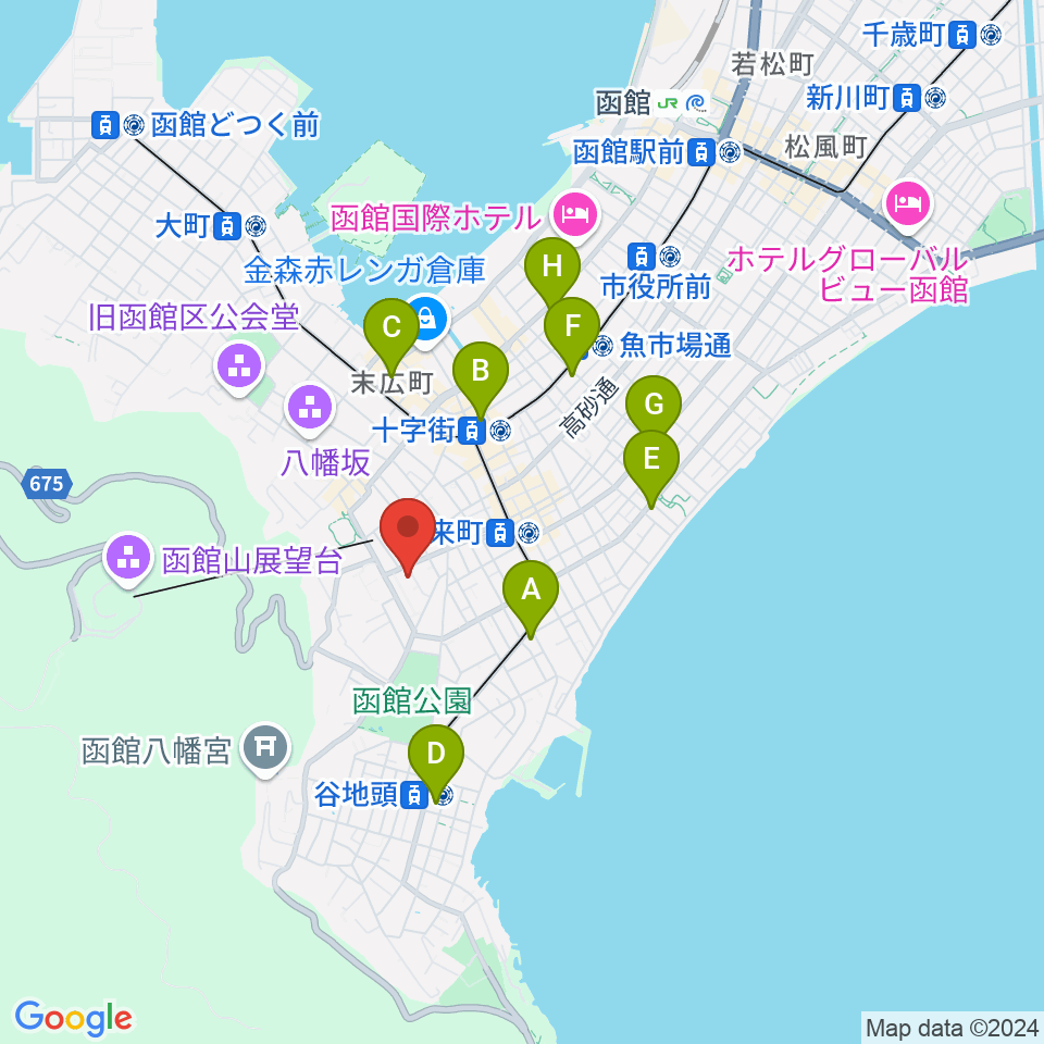 函館市公民館周辺のコンビニエンスストア一覧地図