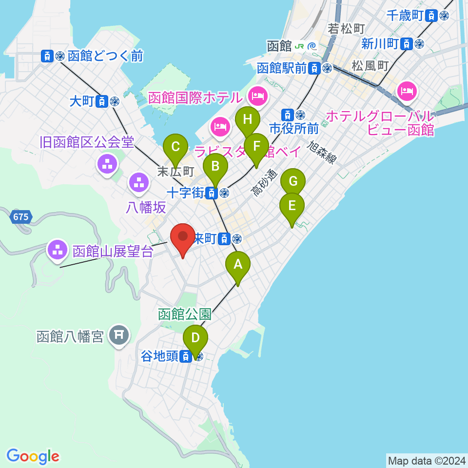 函館市公民館周辺のコンビニエンスストア一覧地図