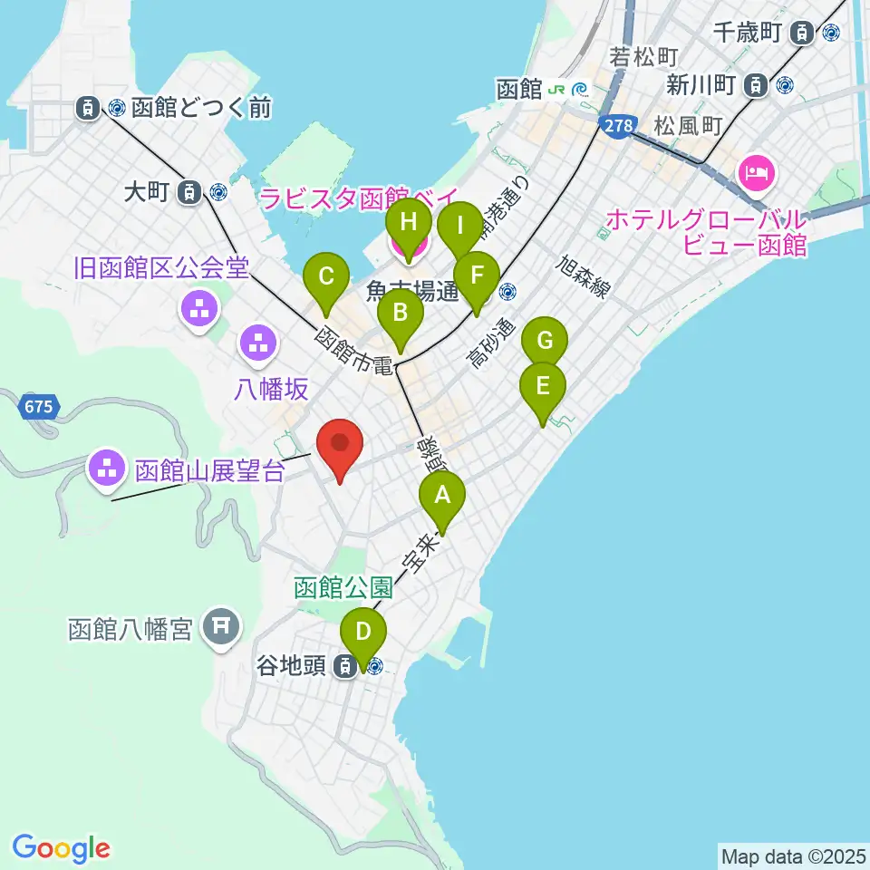 函館市公民館周辺のコンビニエンスストア一覧地図
