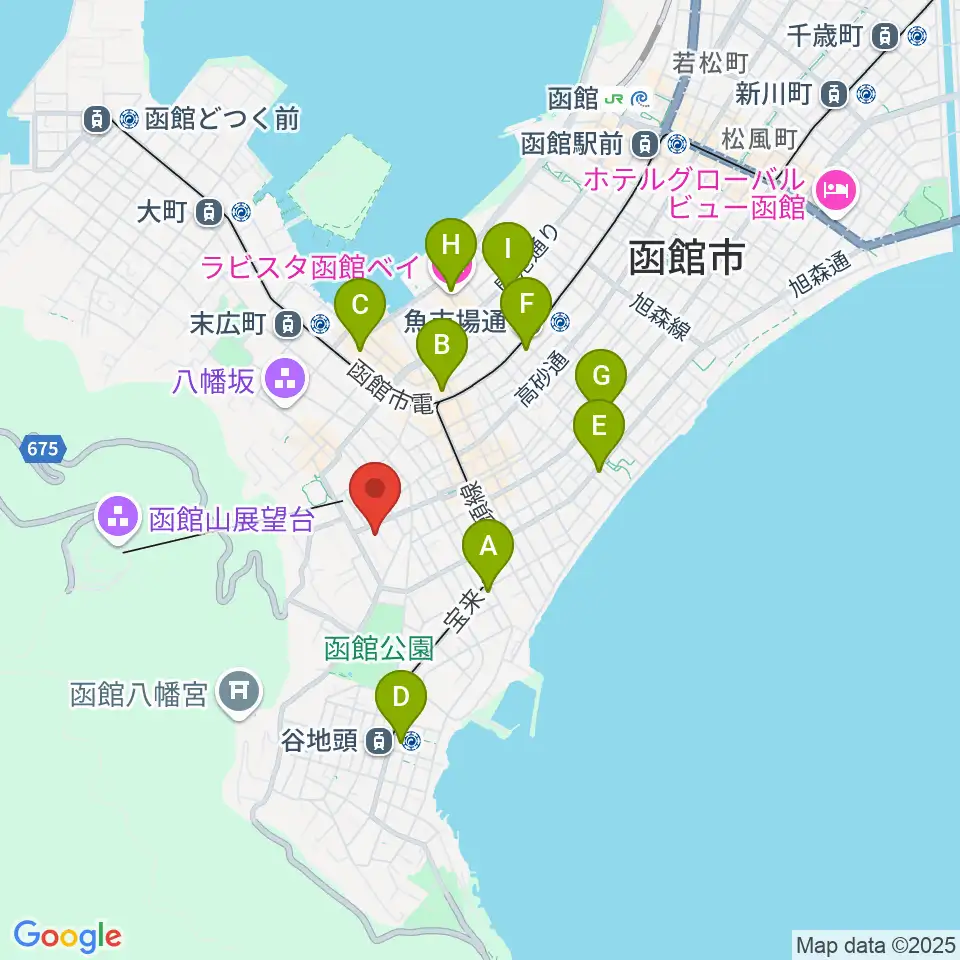 函館市公民館周辺のコンビニエンスストア一覧地図