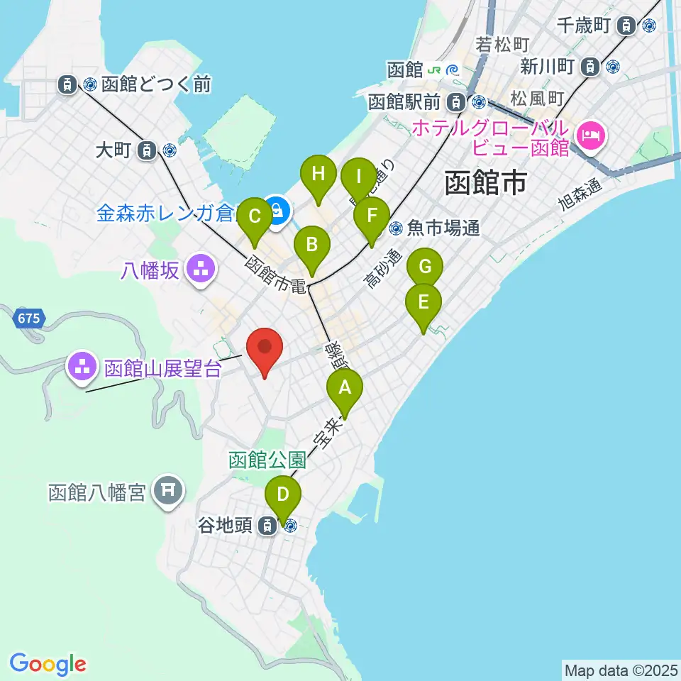 函館市公民館周辺のコンビニエンスストア一覧地図