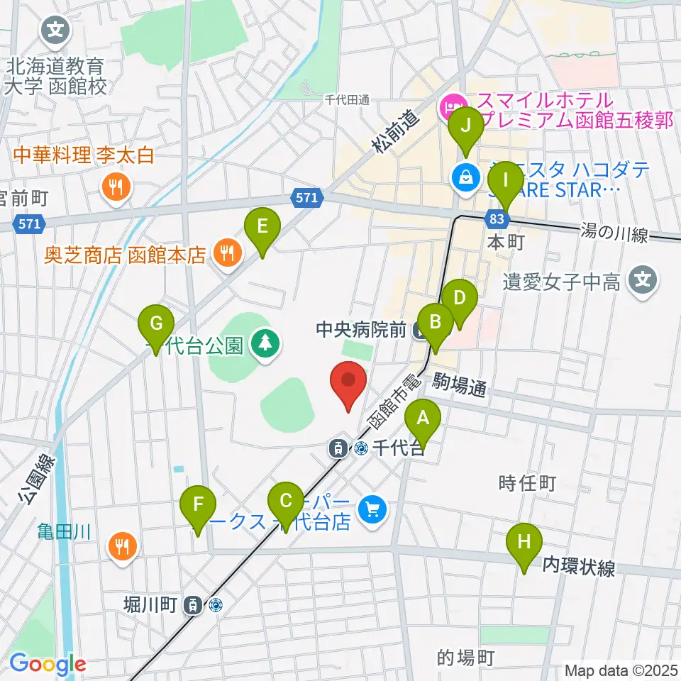 函館市青年センター周辺のコンビニエンスストア一覧地図