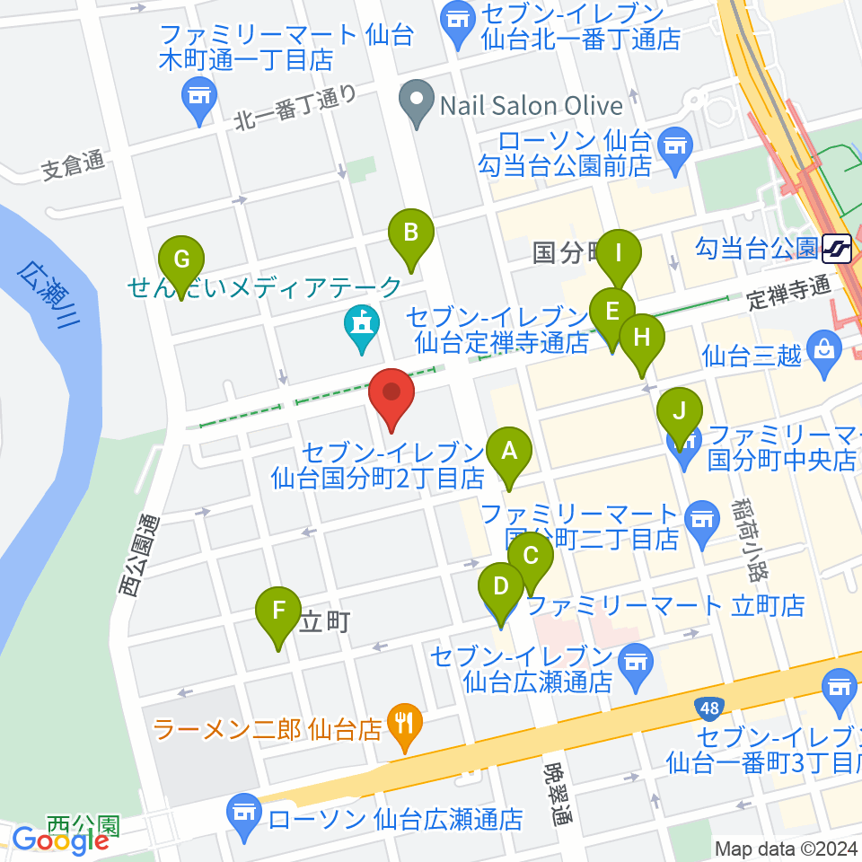 NHK文化センター 仙台教室周辺のコンビニエンスストア一覧地図