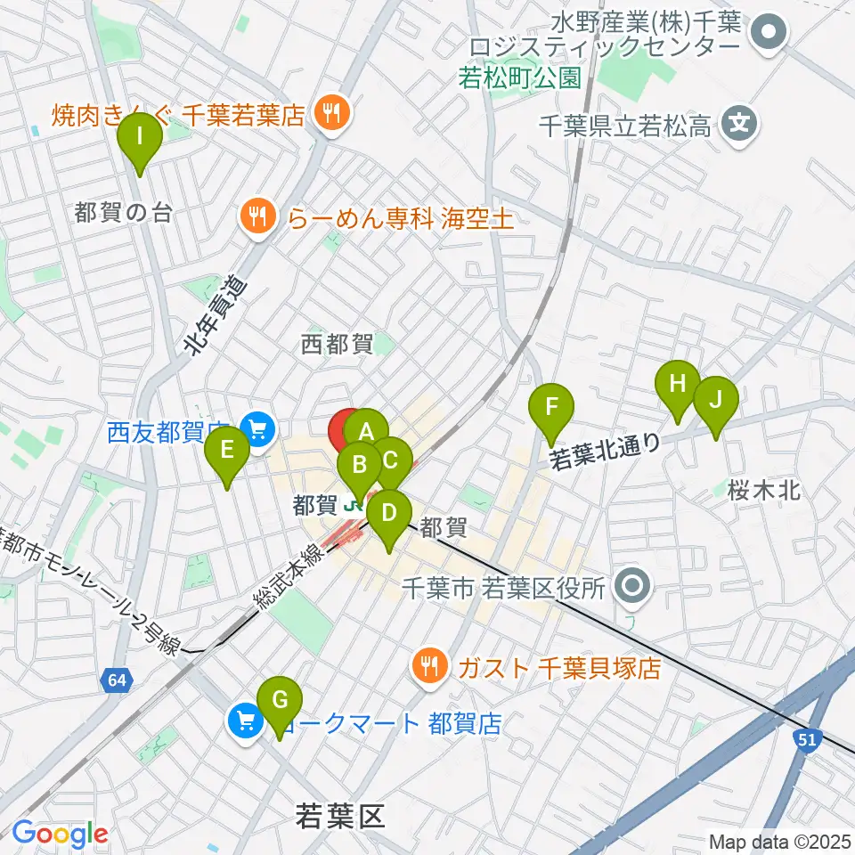 アイバ楽器 都賀センター周辺のコンビニエンスストア一覧地図