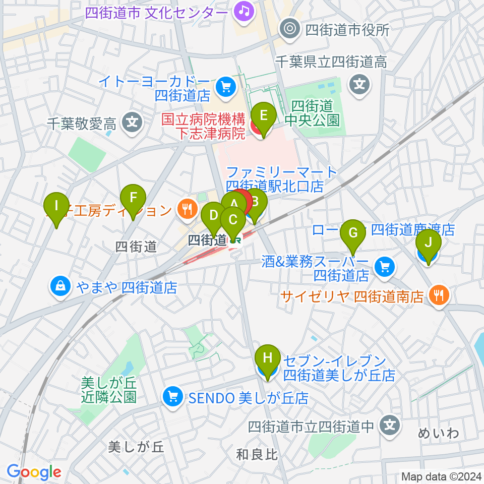 アイバ楽器 四街道駅前センター周辺のコンビニエンスストア一覧地図