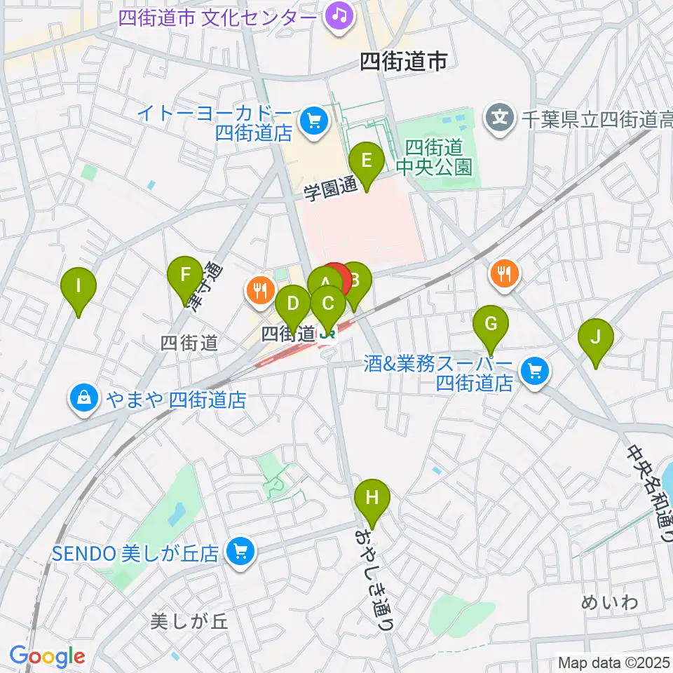 アイバ楽器 四街道駅前センター周辺のコンビニエンスストア一覧地図