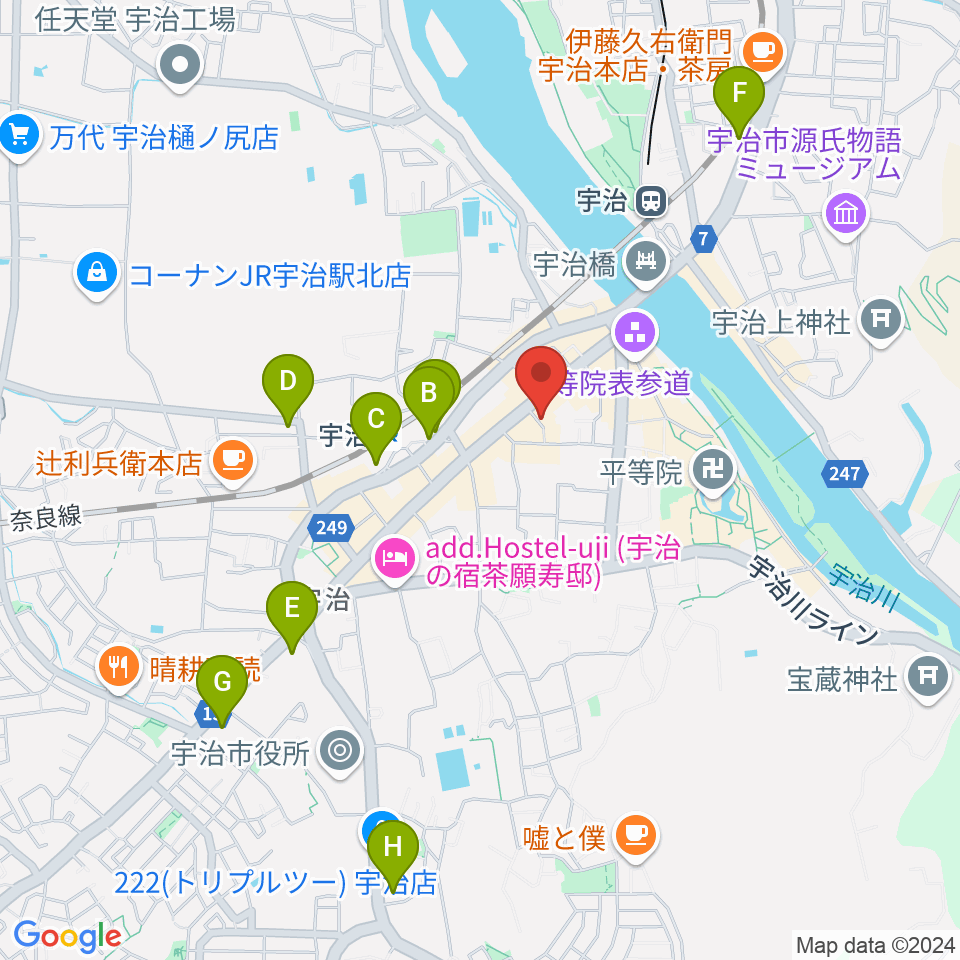 京都宇治coconi周辺のコンビニエンスストア一覧地図