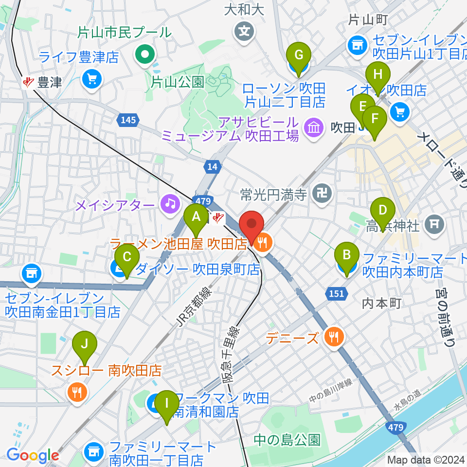 エコー音楽室周辺のコンビニエンスストア一覧地図