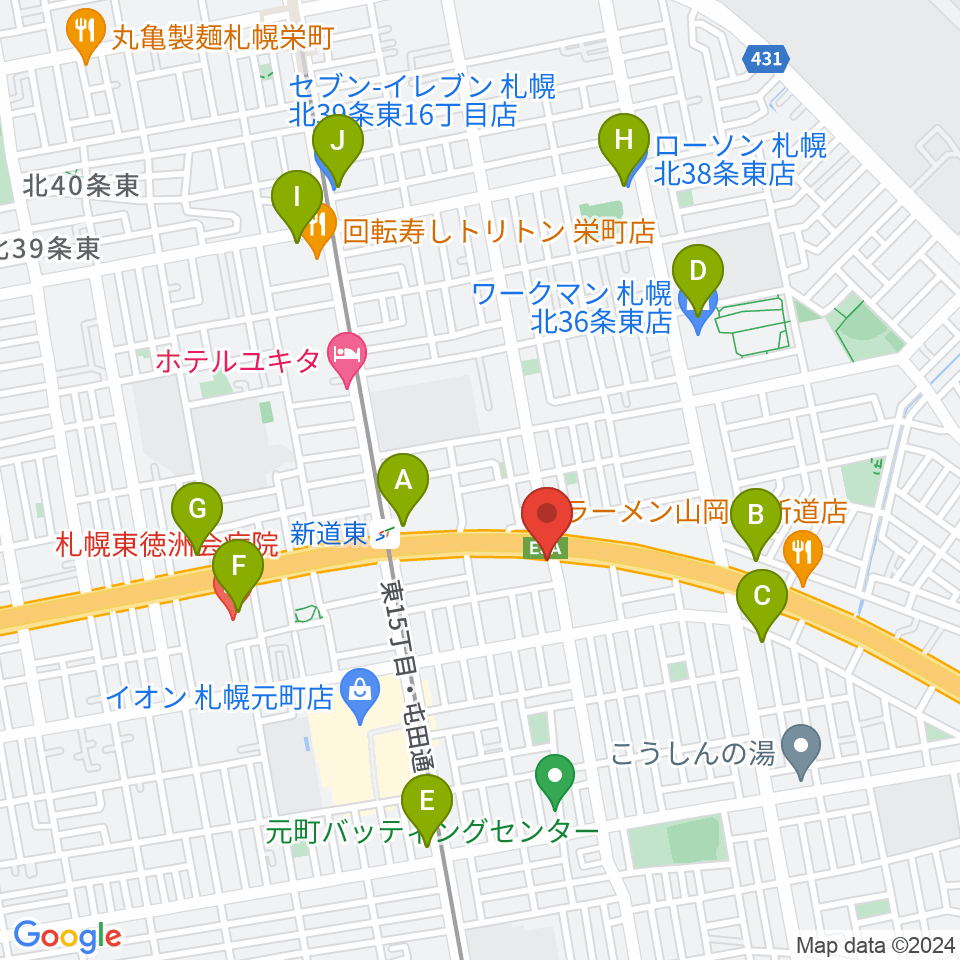 札幌SOLID周辺のコンビニエンスストア一覧地図