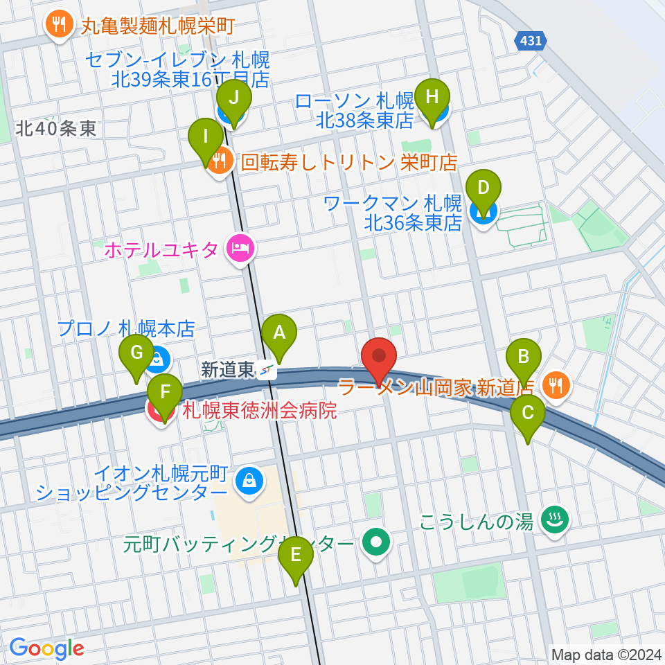 札幌SOLID周辺のコンビニエンスストア一覧地図