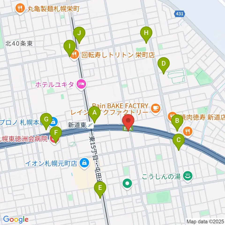 札幌SOLID周辺のコンビニエンスストア一覧地図