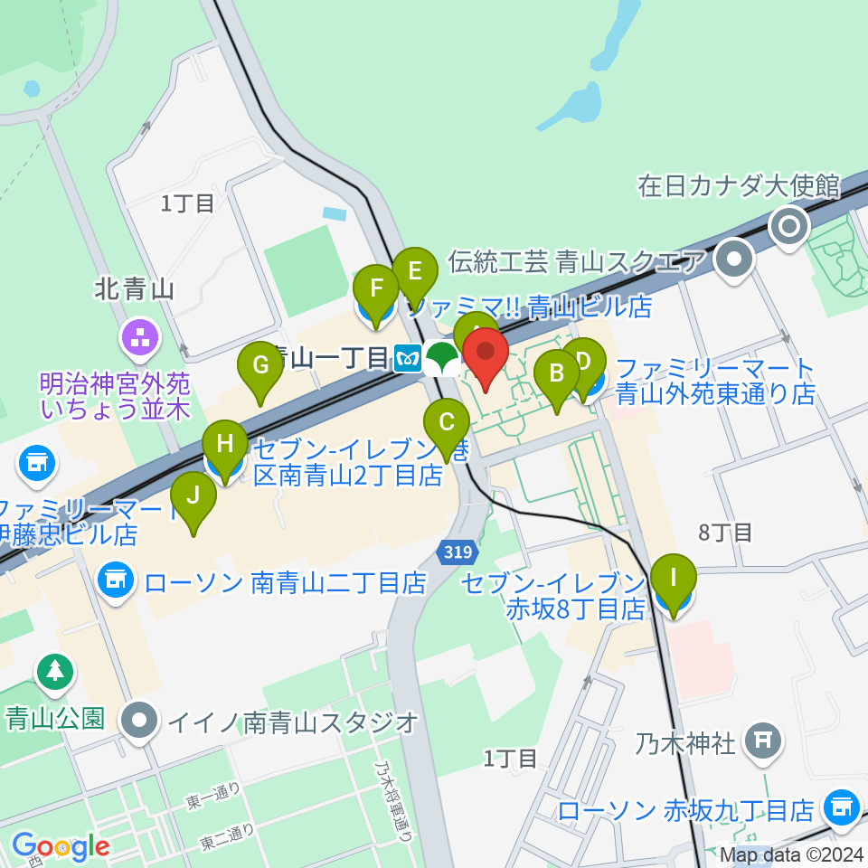 NHK文化センター 青山教室周辺のコンビニエンスストア一覧地図