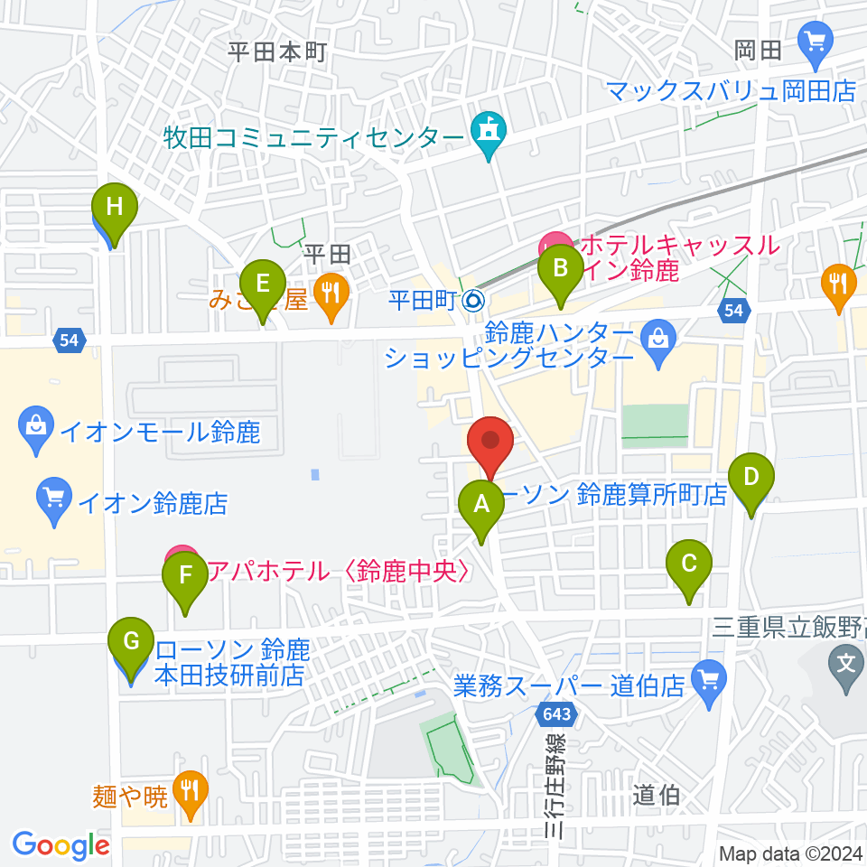 鈴鹿ANSWER周辺のコンビニエンスストア一覧地図